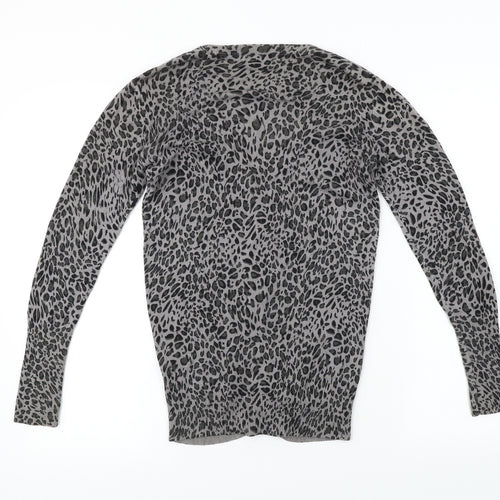 Millenium  Womens Grey Animal Print  Cardigan Jumper Size 10
