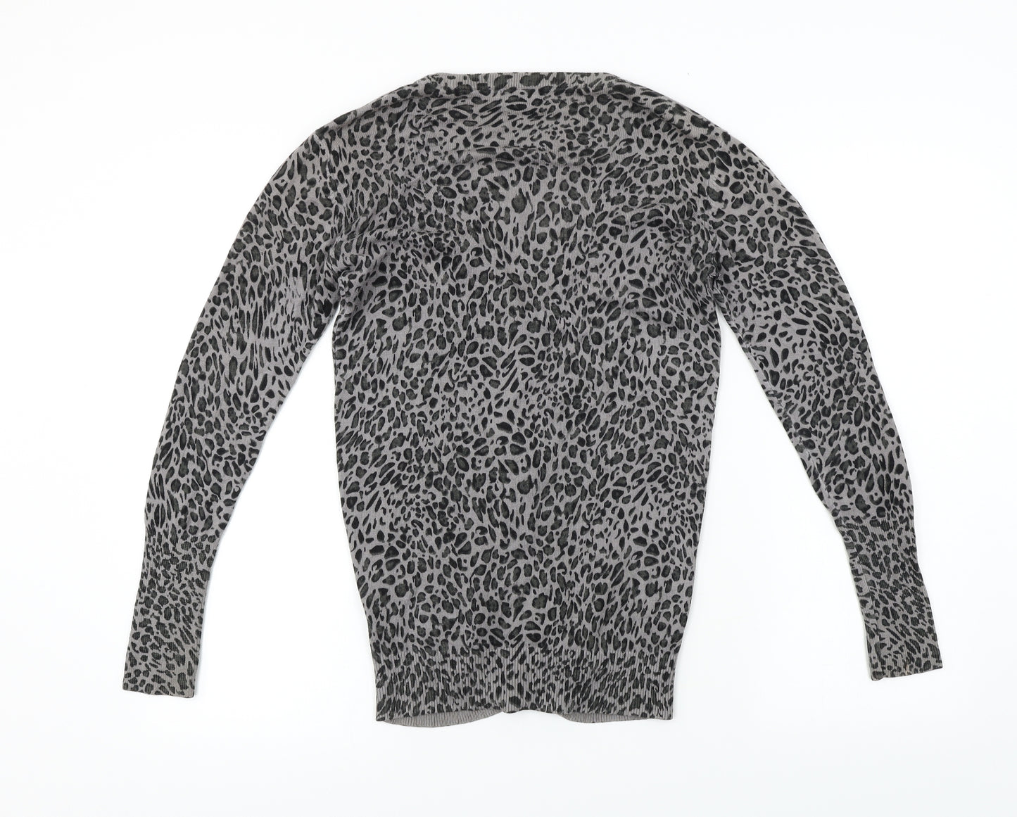 Millenium  Womens Grey Animal Print  Cardigan Jumper Size 10