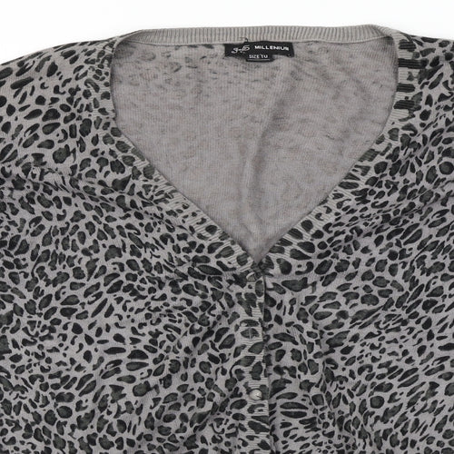 Millenium  Womens Grey Animal Print  Cardigan Jumper Size 10
