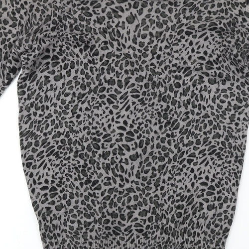 Millenium  Womens Grey Animal Print  Cardigan Jumper Size 10