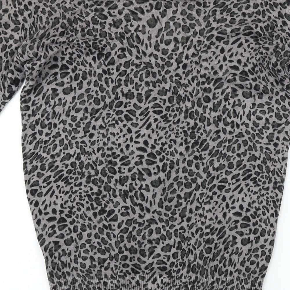 Millenium  Womens Grey Animal Print  Cardigan Jumper Size 10