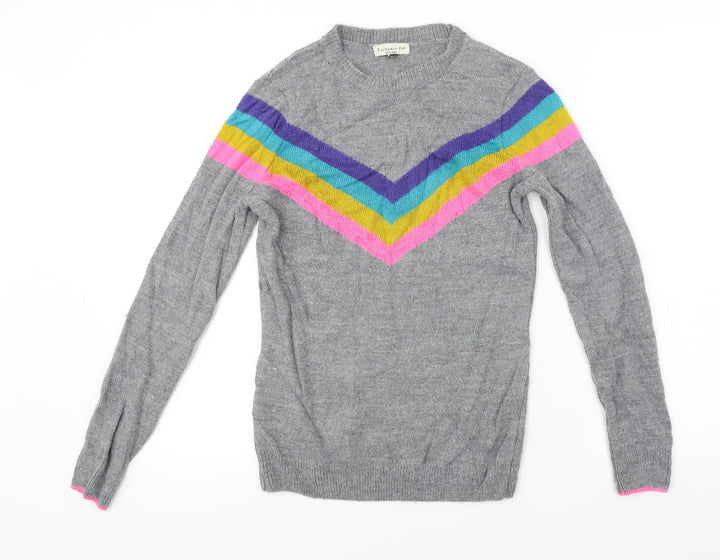 F&F  Womens Grey Striped  Pullover Jumper Size 6