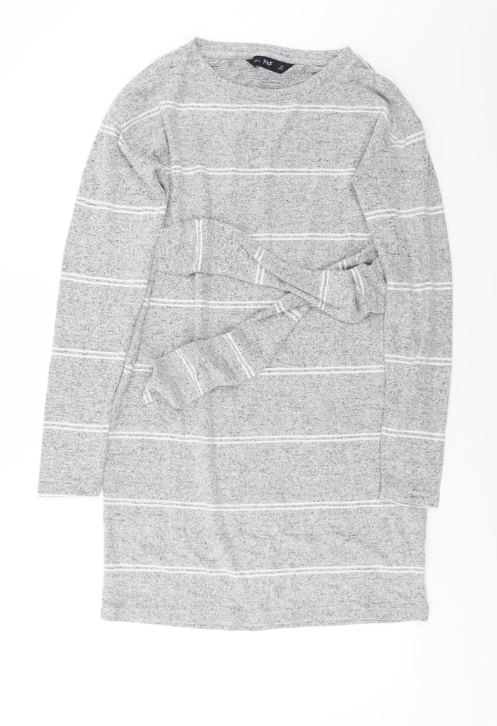 F&F Womens Grey Striped A-Line Size 6