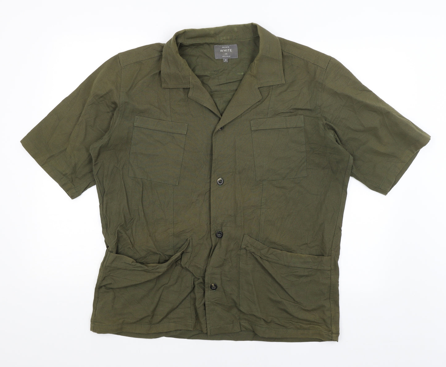 White Womens Green   Basic Button-Up Size 6