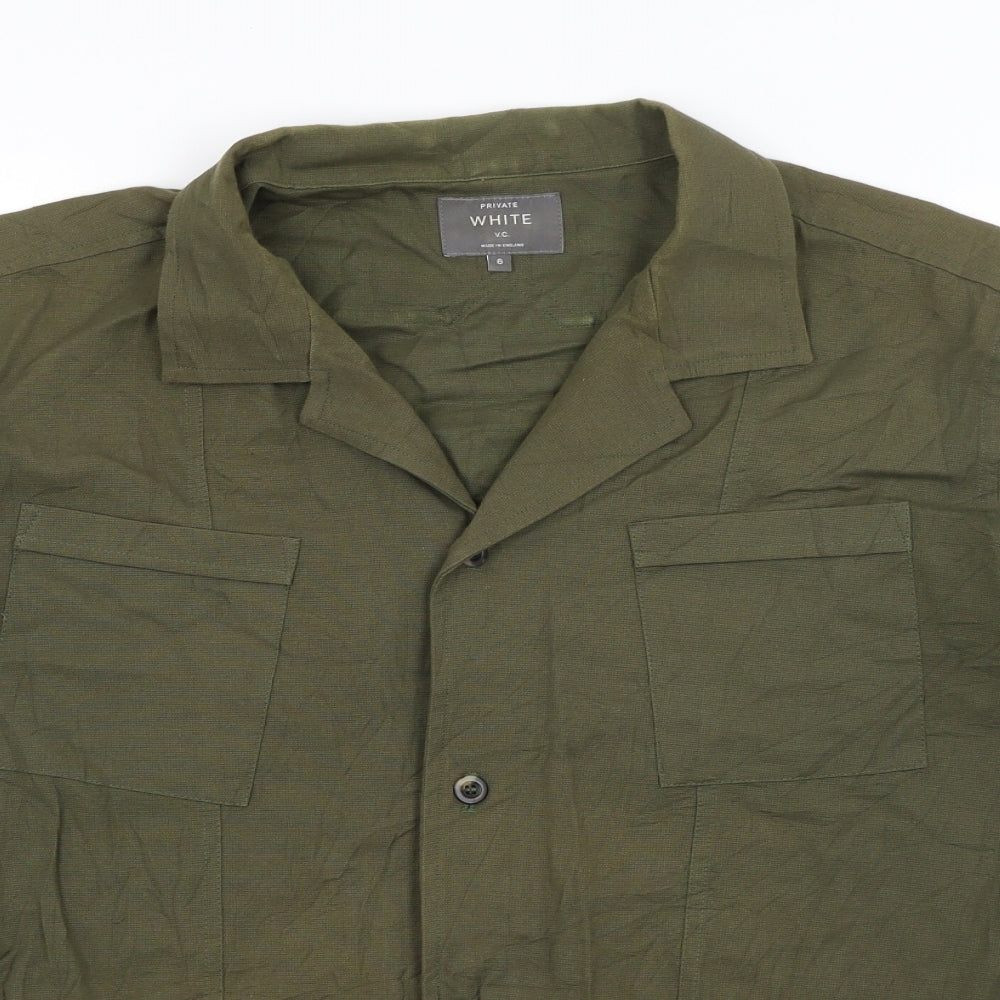 White Womens Green   Basic Button-Up Size 6