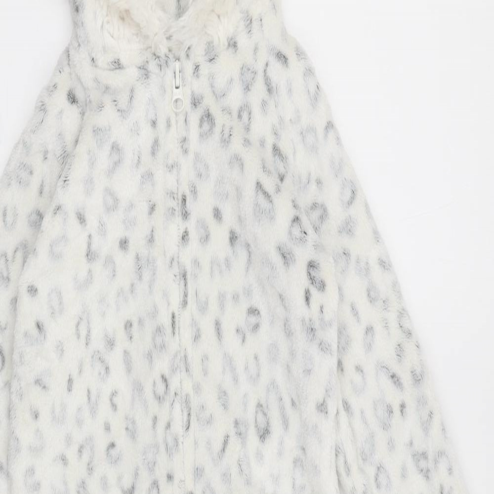 George Girls White Animal Print  Top One Piece Size 4-5 Years