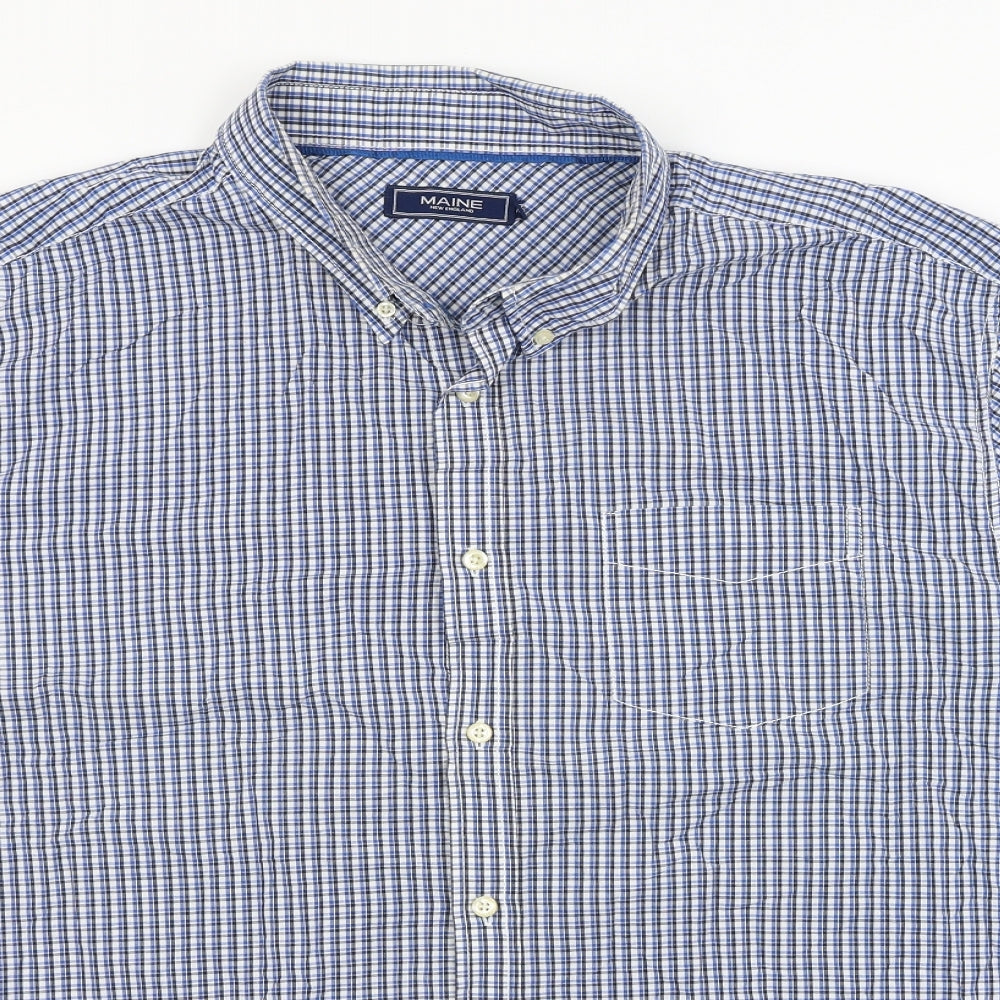 Maine Mens Blue Check   Button-Up Size 2XL