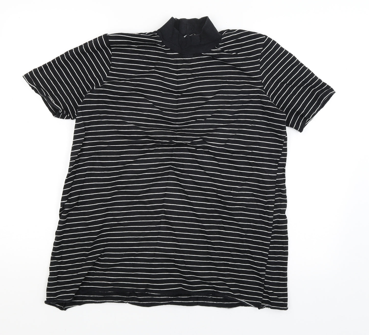 Zara Mens Black Striped   T-Shirt Size L