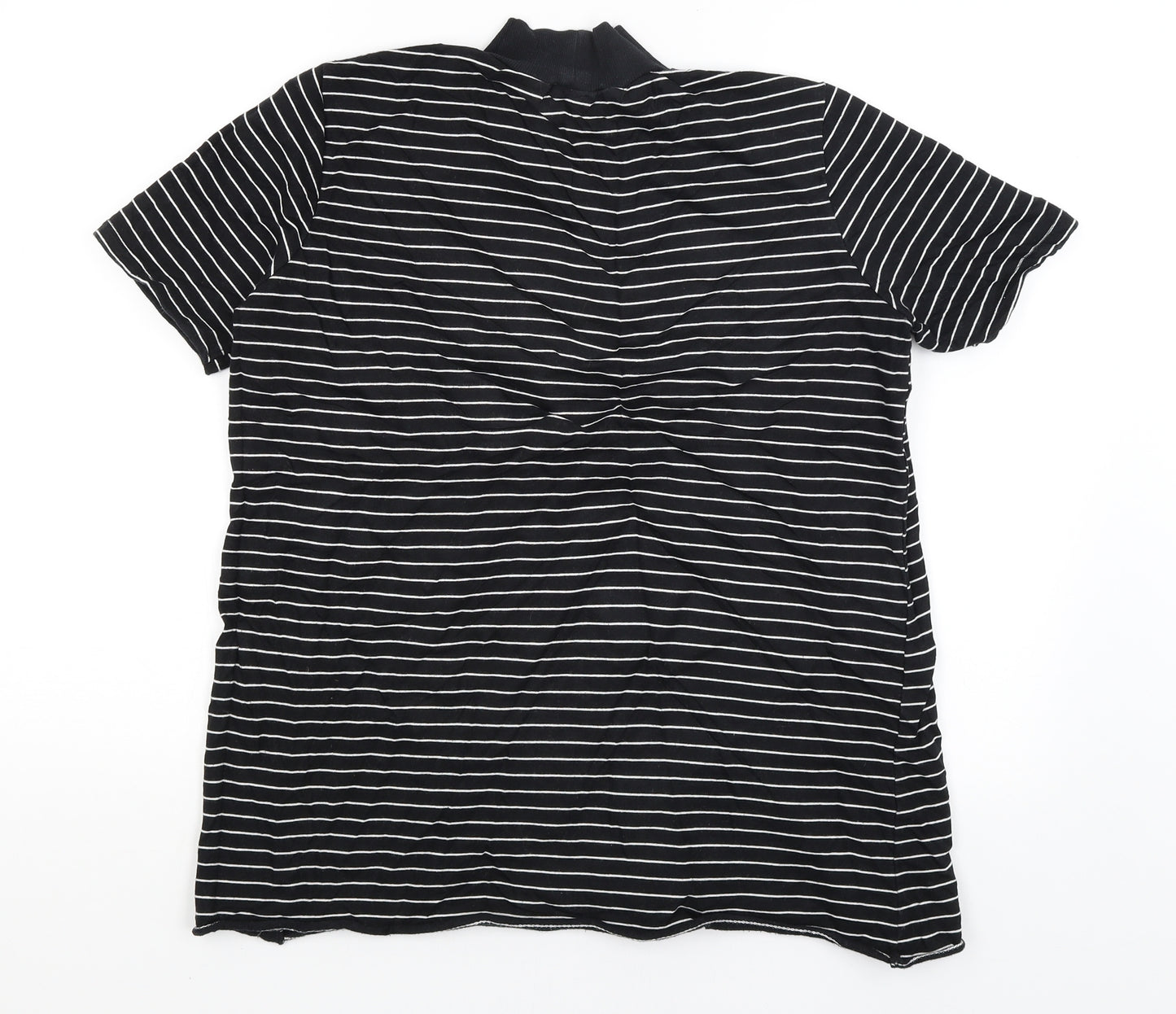 Zara Mens Black Striped   T-Shirt Size L