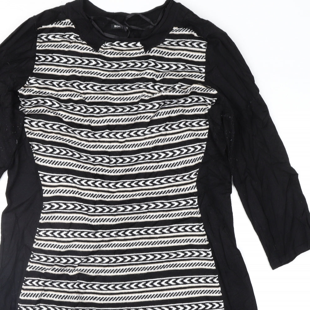 Roman Womens Black Geometric  Jumper Dress  Size 16