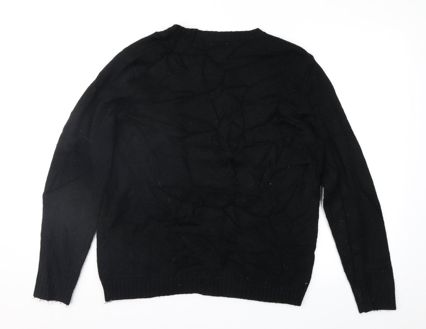 Cotton Traders Womens Black Fair Isle  Pullover Jumper Size 14  - Xmas