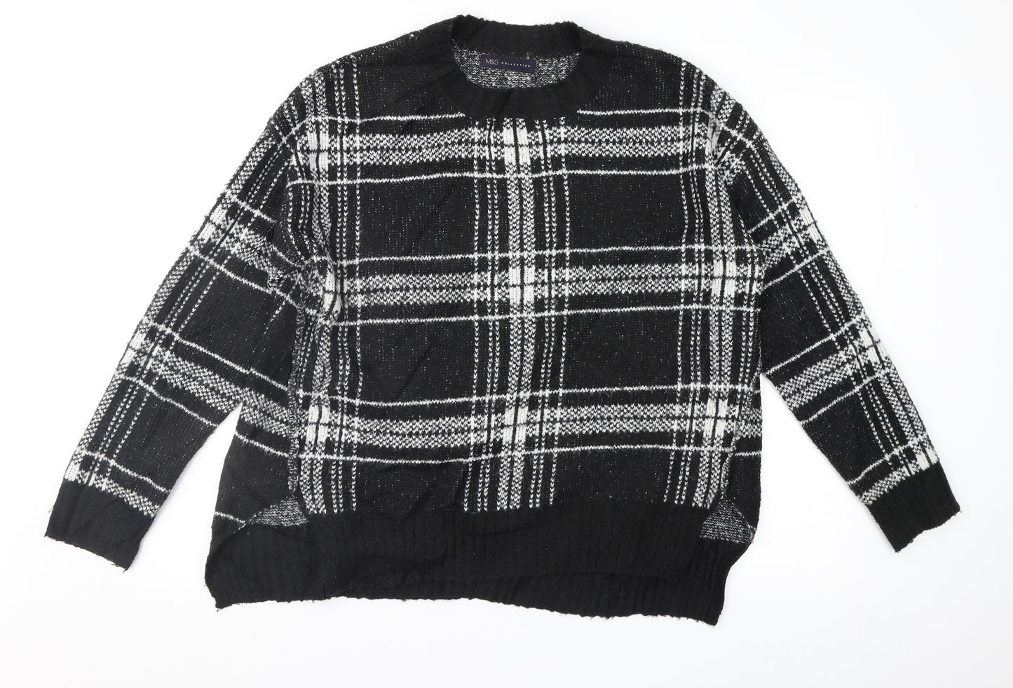 Marks and Spencer Womens Black Geometric  Pullover Jumper Size M