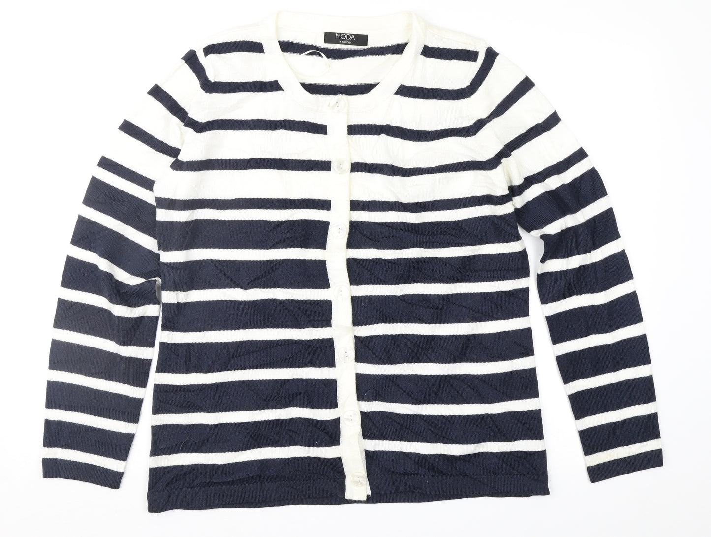 George Womens Blue Striped  Cardigan Jumper Size 14
