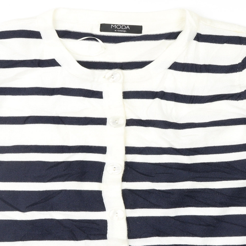 George Womens Blue Striped  Cardigan Jumper Size 14