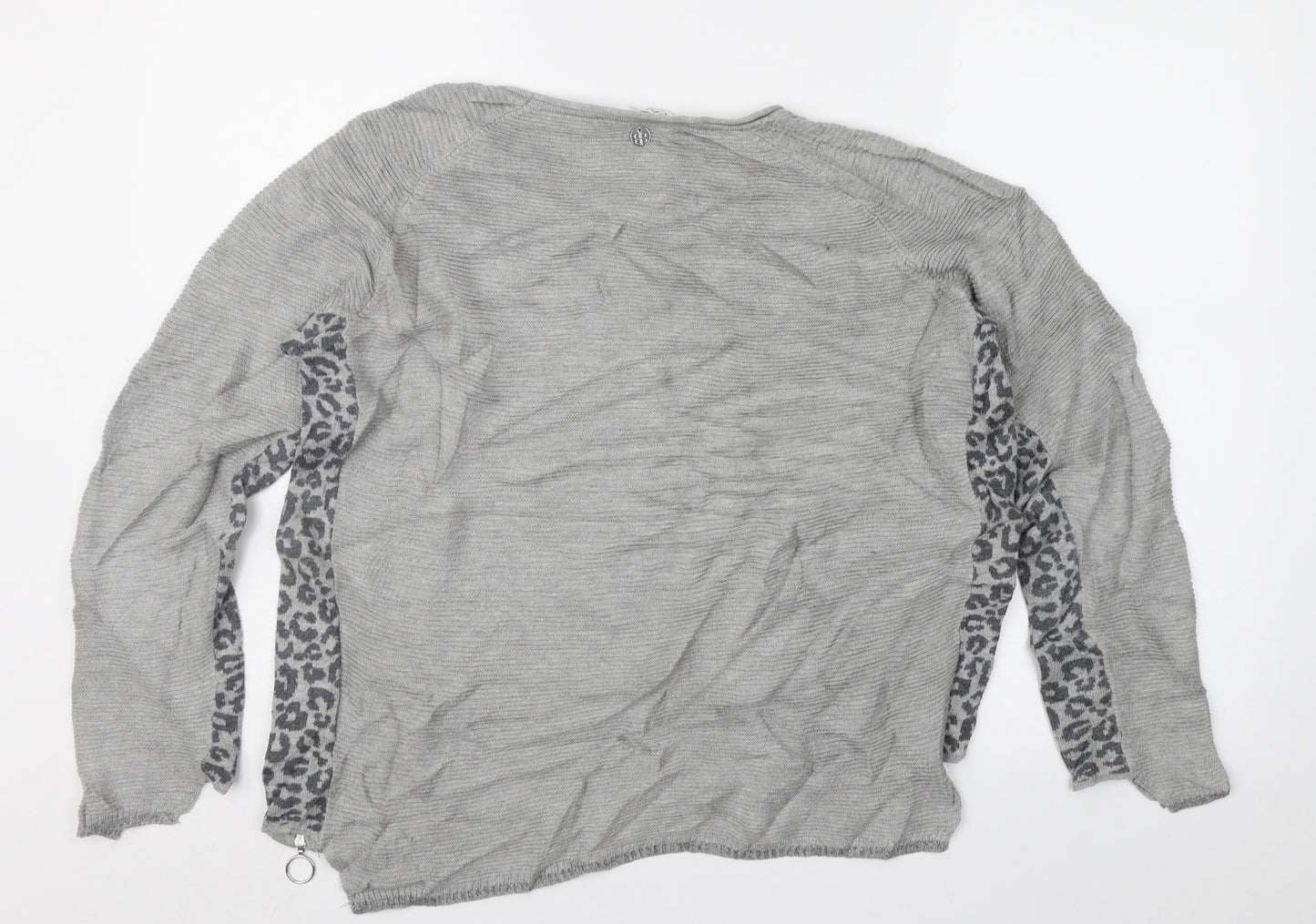 Passioni Womens Grey Animal Print  Pullover Jumper Size M