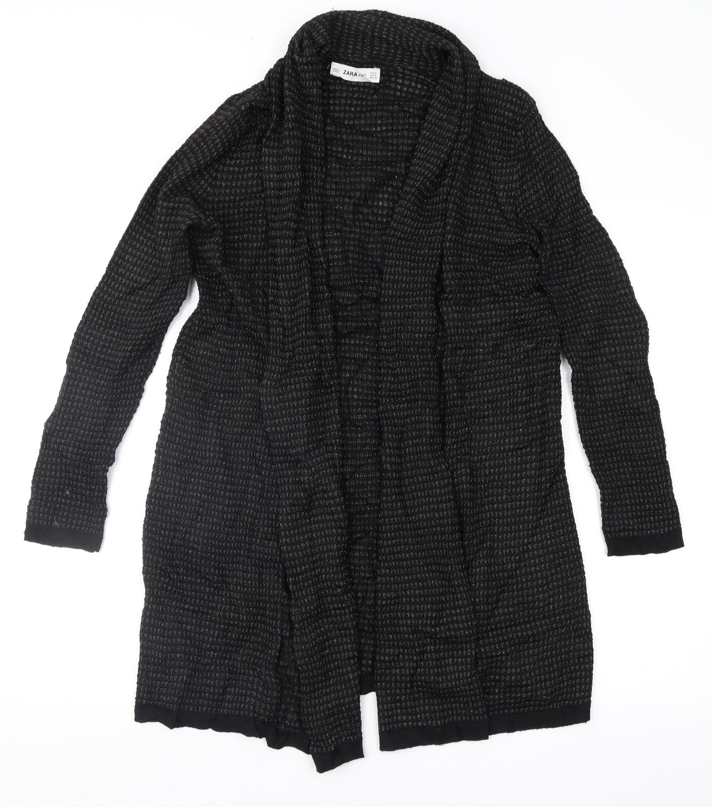 Zara Womens Black Geometric  Cardigan Jumper Size S