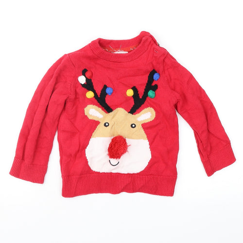 Mothercare Baby Red Fair Isle  Pullover Jumper Size 12-18 Months  - Xmas