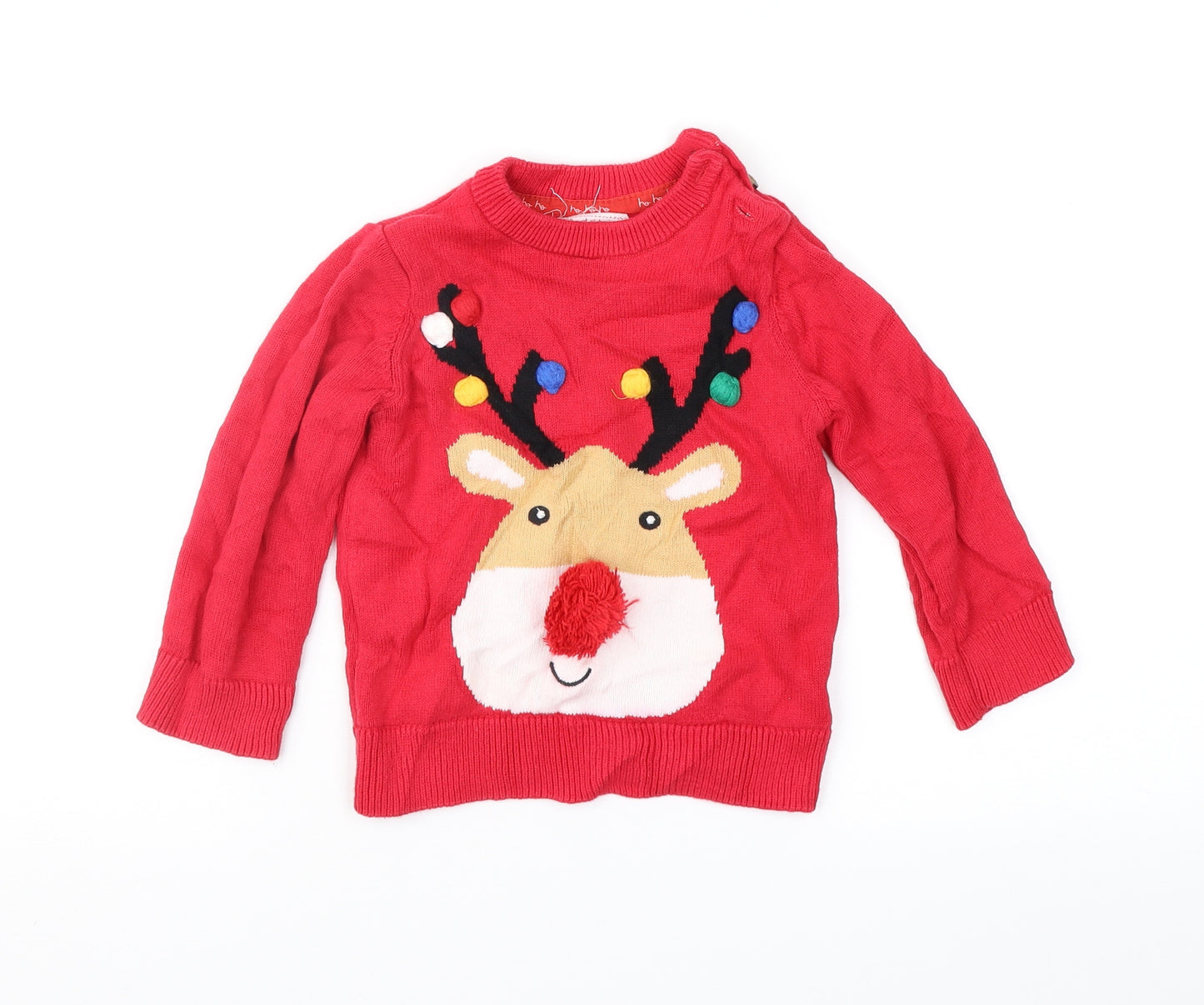 Mothercare Baby Red Fair Isle  Pullover Jumper Size 12-18 Months  - Xmas