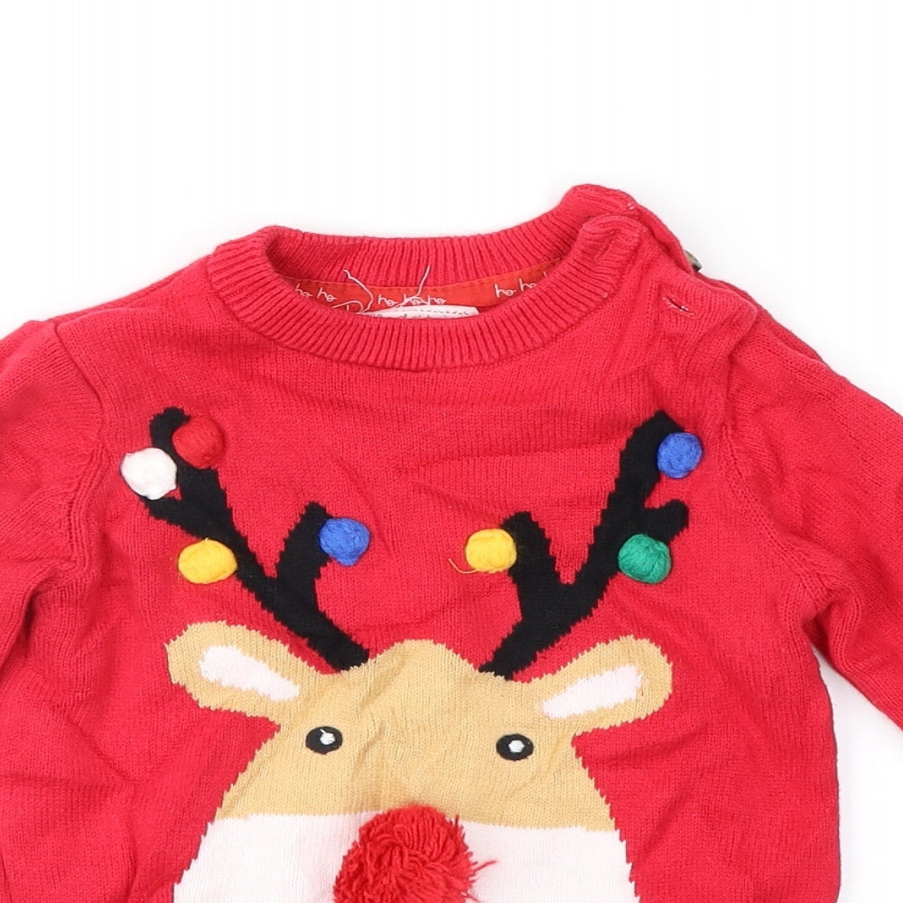 Mothercare Baby Red Fair Isle  Pullover Jumper Size 12-18 Months  - Xmas