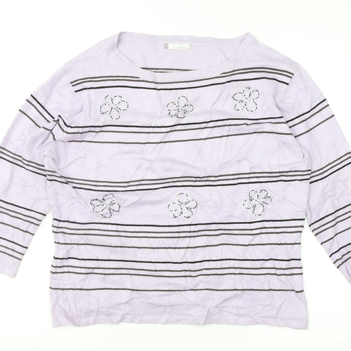 Viz-A-Viz Womens Purple Striped  Pullover Jumper Size 16