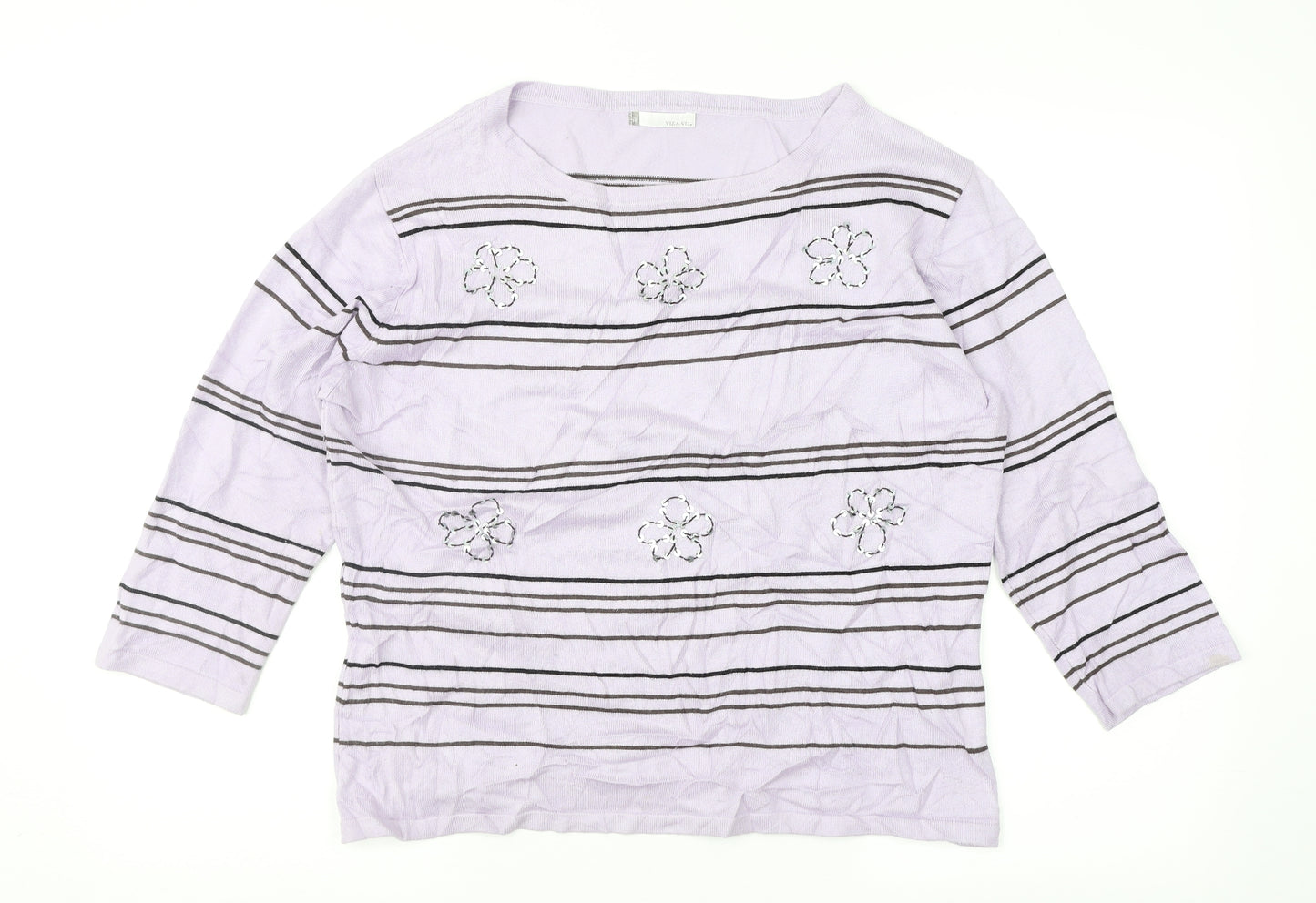 Viz-A-Viz Womens Purple Striped  Pullover Jumper Size 16
