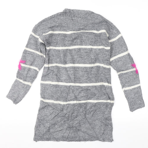NEXT Girls Grey Geometric Knit Jumper Dress  Size 9 Years