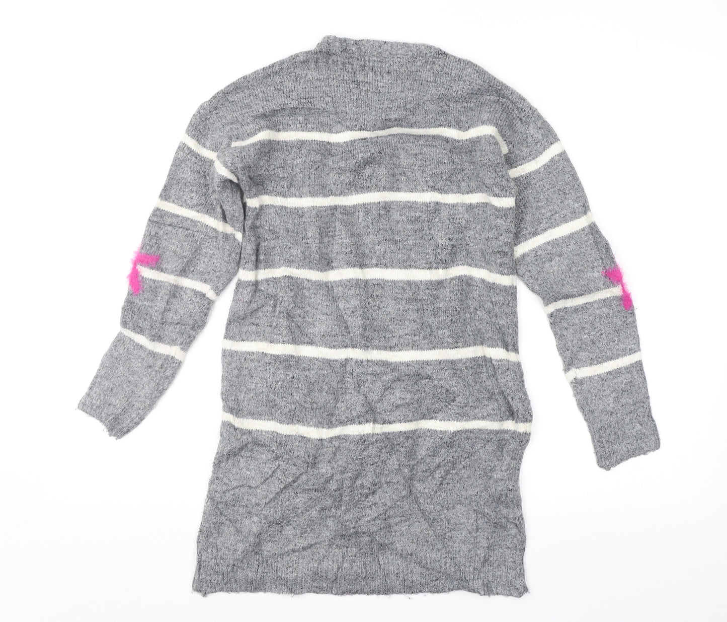 NEXT Girls Grey Geometric Knit Jumper Dress  Size 9 Years
