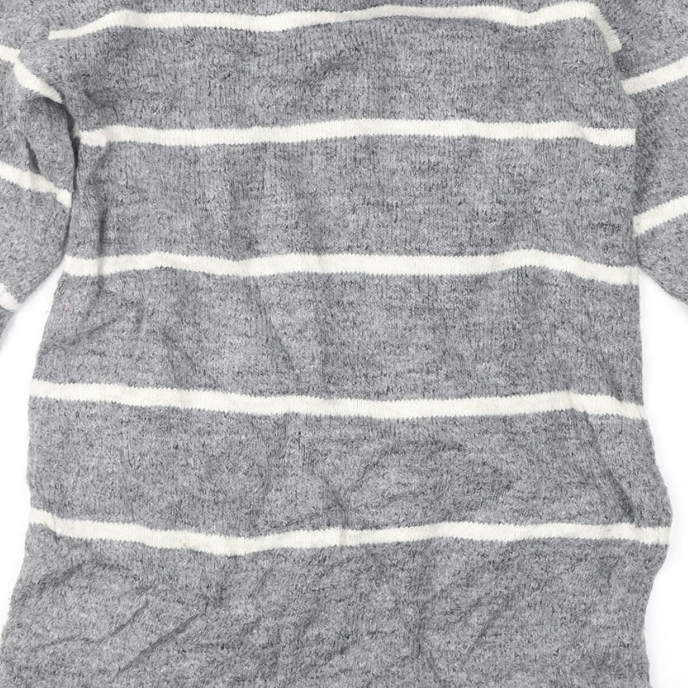 NEXT Girls Grey Geometric Knit Jumper Dress  Size 9 Years