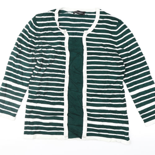 Just Elegance Womens Green Striped  Pullover Jumper Size M