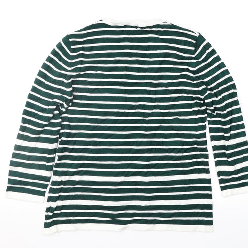 Just Elegance Womens Green Striped  Pullover Jumper Size M