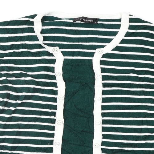 Just Elegance Womens Green Striped  Pullover Jumper Size M