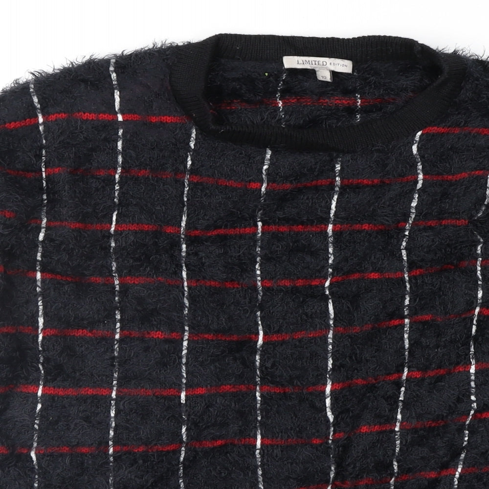Marks and Spencer Womens Black Check  Pullover Jumper Size 10