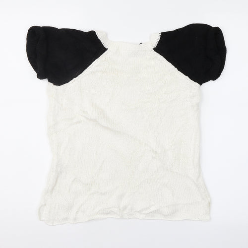 Divided Womens White Geometric  Pullover Jumper Size S