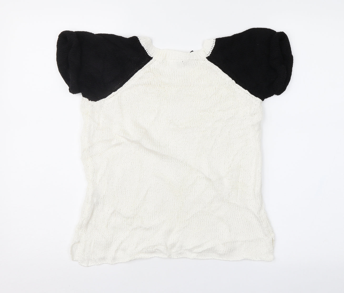 Divided Womens White Geometric  Pullover Jumper Size S