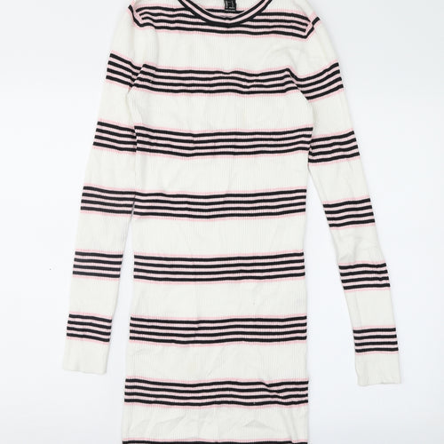 FOREVER 21 Womens Ivory Striped  Jumper Dress  Size 6