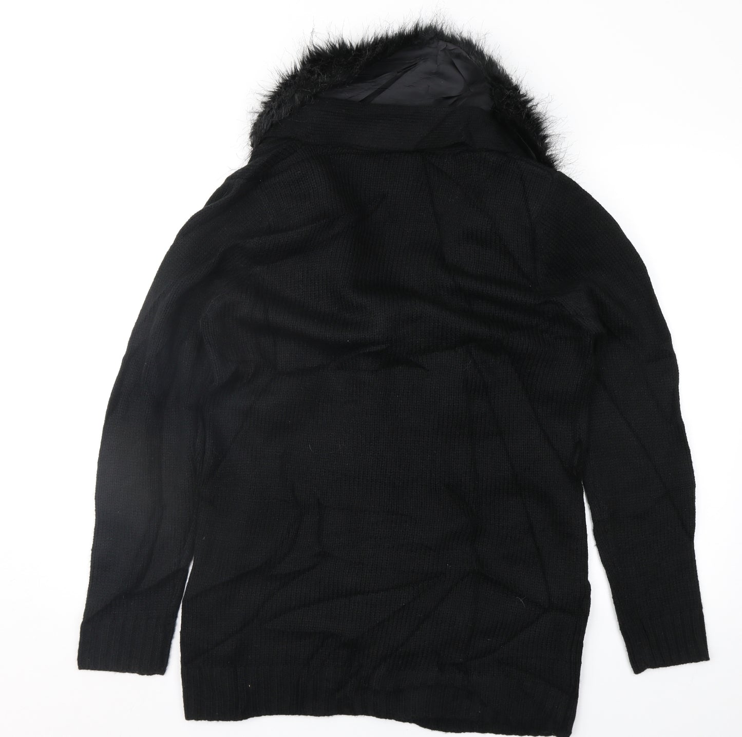 Peacocks Womens Black  Knit Jacket Coatigan Size 14