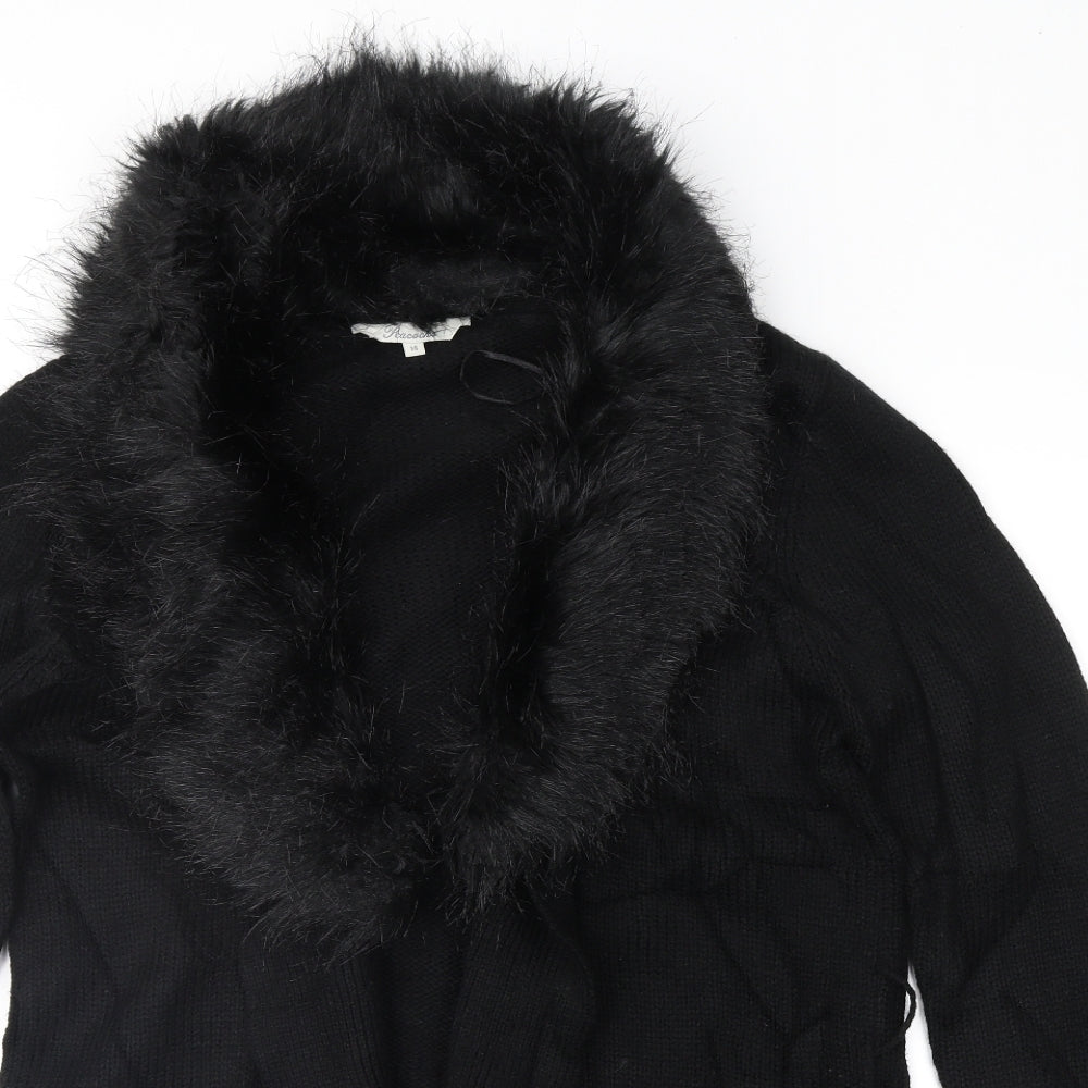 Peacocks Womens Black  Knit Jacket Coatigan Size 14