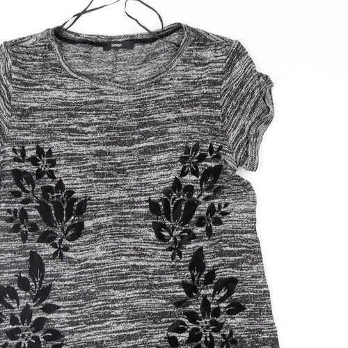 George Womens Grey Floral  Tunic Jumper Size 12