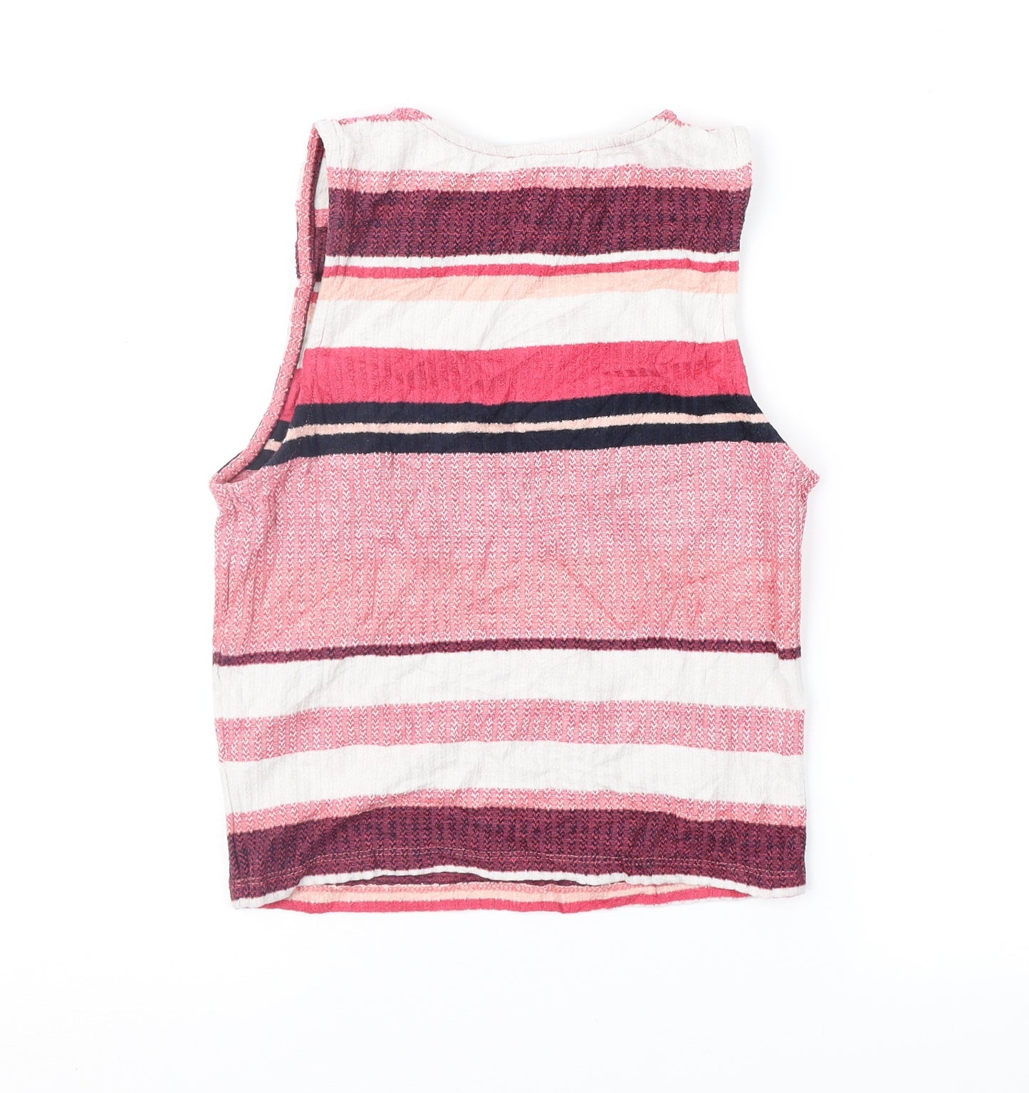 New Look Womens Pink Striped  Cropped Blouse Size 10