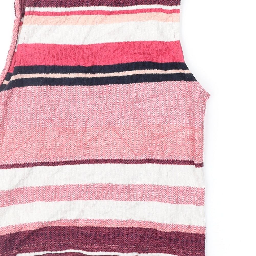 New Look Womens Pink Striped  Cropped Blouse Size 10