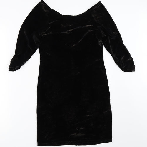 River Island Womens Black  Velour Bodycon  Size 12