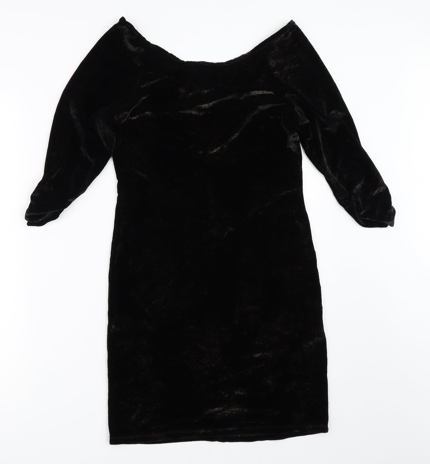 River Island Womens Black  Velour Bodycon  Size 12