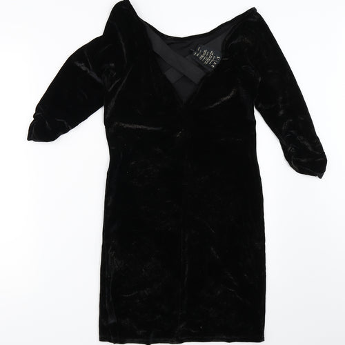 River Island Womens Black  Velour Bodycon  Size 12