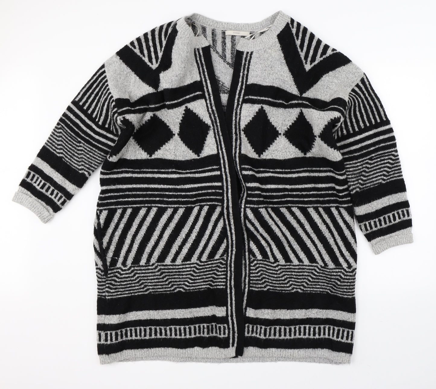 George Womens Black Geometric  Cardigan Jumper Size 20