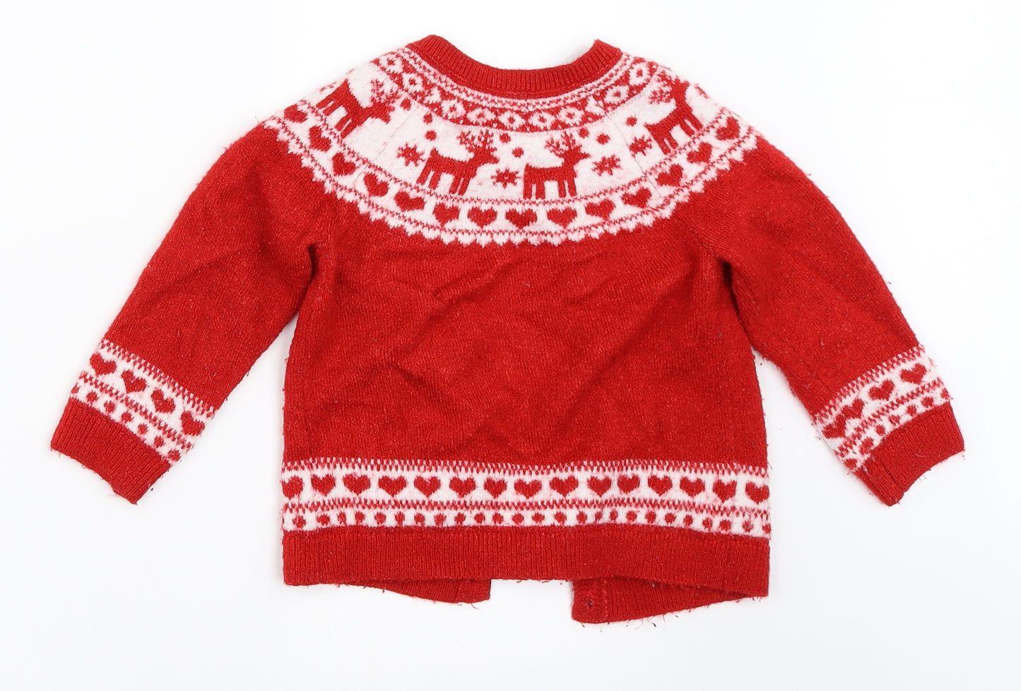 F&F Girls Red   Cardigan Jumper Size 3-4 Years