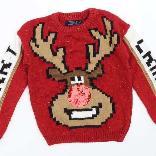 NEXT Boys Red   Pullover Jumper Size 4 Years  - christmas jumper