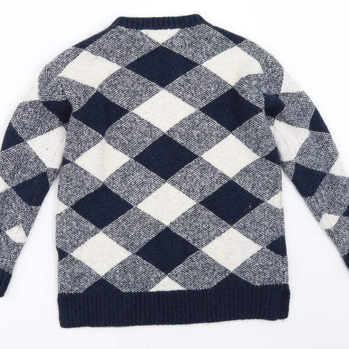 Marks and Spencer Womens Blue Argyle/Diamond  Pullover Jumper Size S