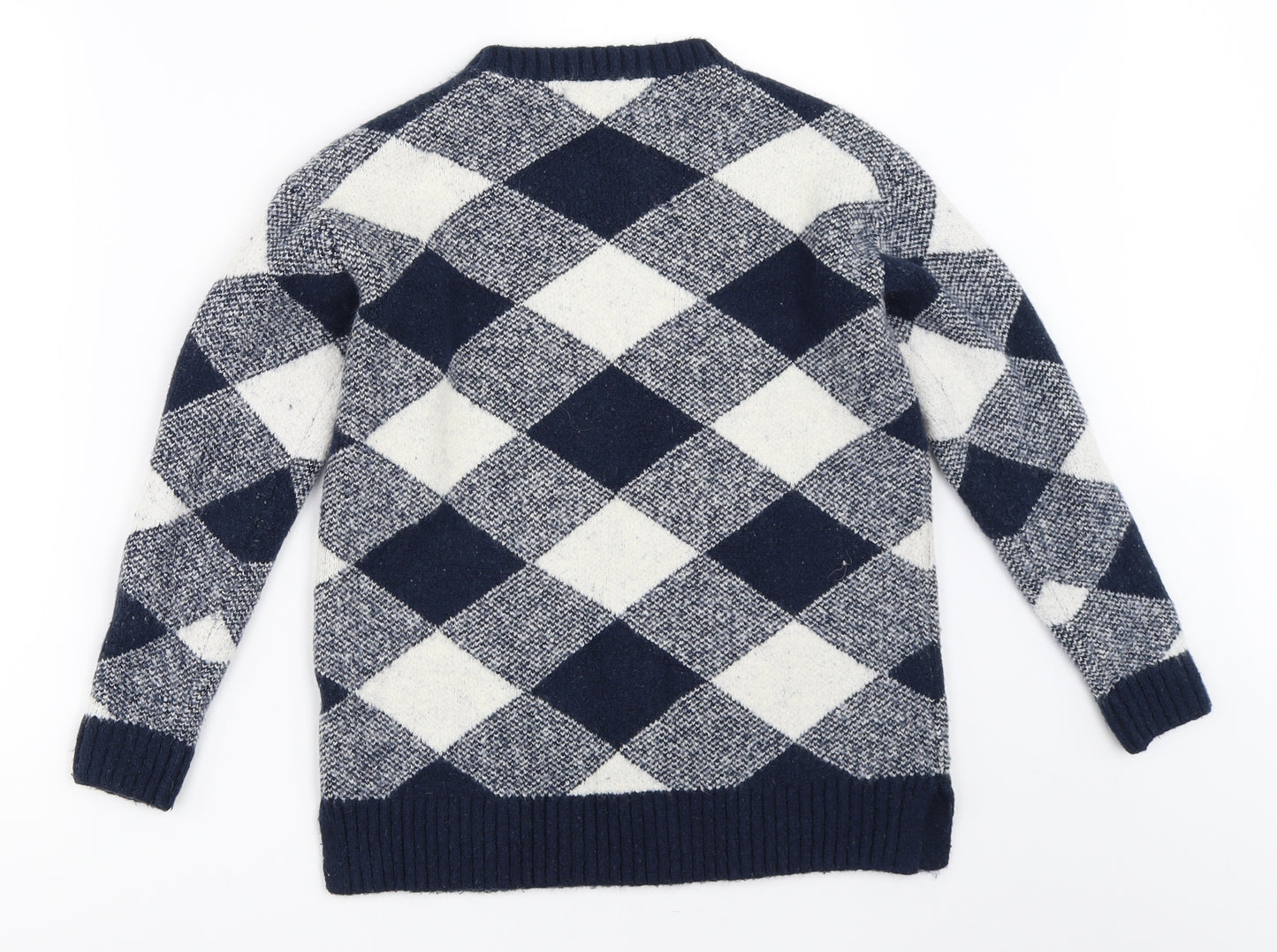 Marks and Spencer Womens Blue Argyle/Diamond  Pullover Jumper Size S