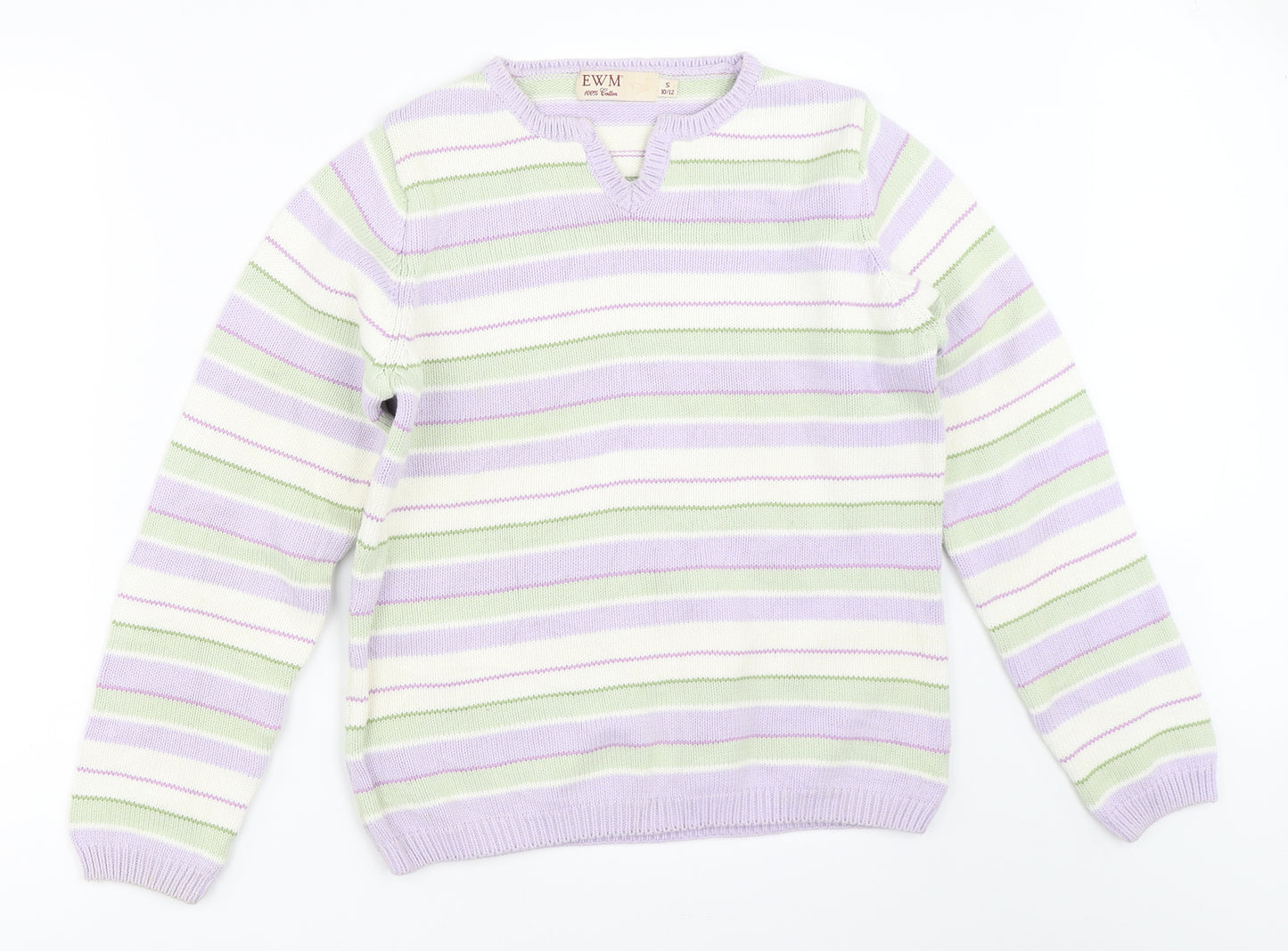 EWM Womens Purple Striped  Pullover Jumper Size 10