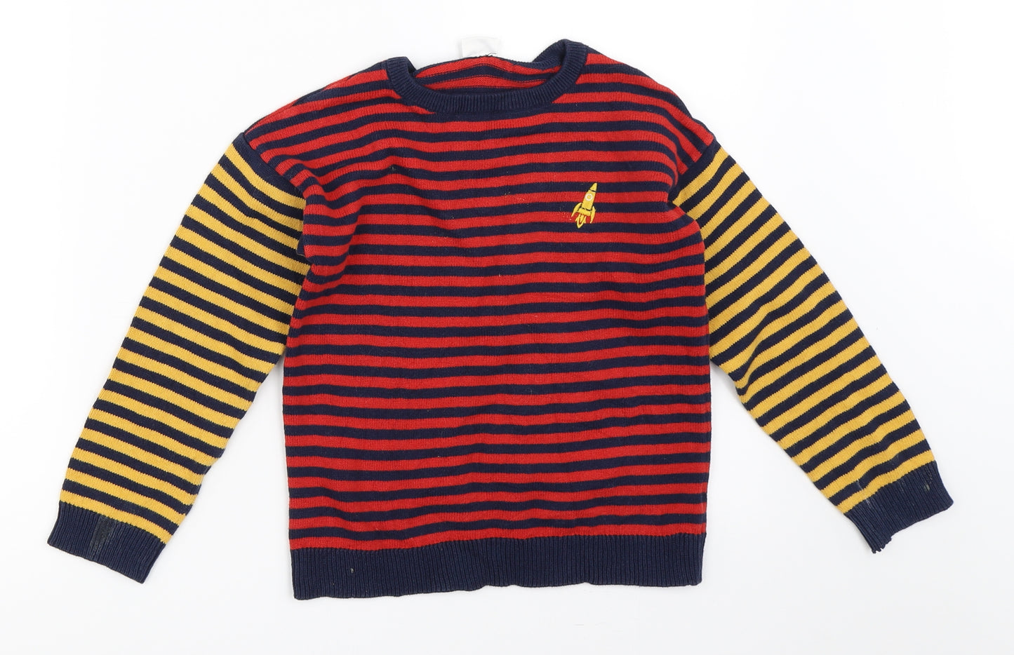 F&F Boys Blue Striped  Pullover Jumper Size 6-7 Years